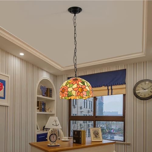 Lámpara colgante de vidrio vintage Mengjay E27 de 30cm estilo pastoral para comedor 4