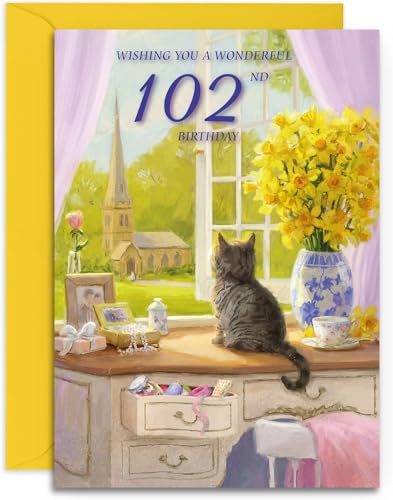 Tarjeta de cumpleaños 102 de Olivia Samuel – Primavera Día – Tarjeta de tamaño mediano brillante (A5 – 148 mm x 210 mm) con sobre despegar y sellar