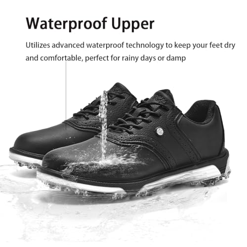 Image of Mens Golf Shoes Traditions Waterproof with Fixed Spikeless Sole Professional