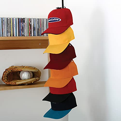 Perfect-Curve-Cap-Rack36-System--Hat-Rack-for-Baseball-Caps-Over-Door-Organizer-Baseball-Cap-Organizer-Hat-Hangers-for-Closet-Hat-Organizer-for-Wall-12-Clips-Hold-up-to-36-caps-Black