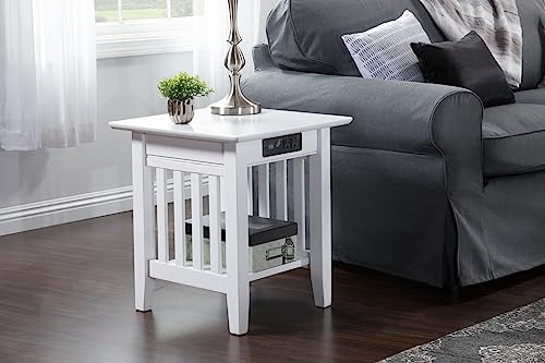 Atlantic Furniture Ah14212 Mission End Table With Charging Station, White #TOP1
