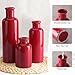 Small Ceramic Vase Set of 3, Boho Modern Flower Vase Room Decor, Farmhouse Decor, Vases for Your Kitchen, Bathroom, Bedroom, Living Room, Office&Shelf Centerpiece Table Decorations, Red