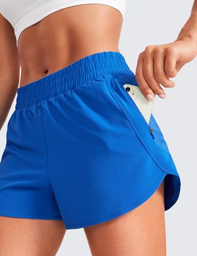 Image of CRZ YOGA Dolphin Athletic Shorts 3 inch | High Waisted, Mesh Liner, Quick Dry, Lightweight, A Zip Pocket, for Women