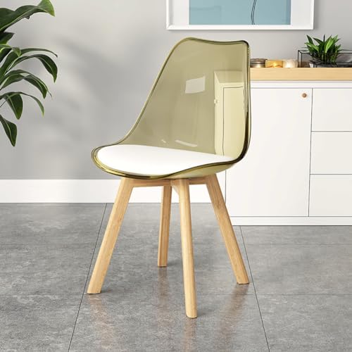 Moderna silla de comedor transparente con respaldo alto con asiento tapizado y patas de haya maciza, antideslizante para el hogar, cocina y oficina