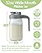 32oz Glass Pitcher with Lid & V-shaped Pour Spout - 1 Quart Breastmilk Pitcher Double Leak Proof, Creamer Container for Sun Tea, Juice, Cold Brew Coffee, Breastmilk Storage Container