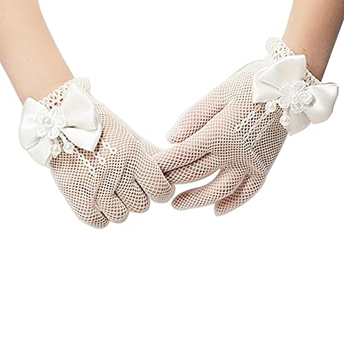 CENZICOM Girls Wedding Flower Mittens Bow Tie Fish Net Gloves