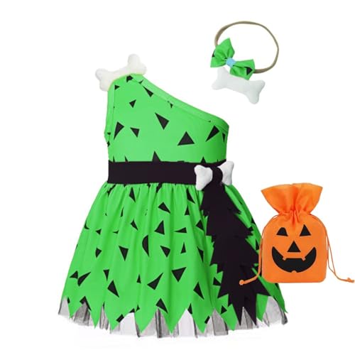 Toddler Kids Girl Halloween Dress With Bone Hair Clip Cloak Pumpkin Skirt Historical Stone Age Family Party Outfits 20252