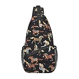 Mochila multiusos con diseño de flamencos rosas para hombre y mujer, bolsa cruzada antirrobo, marrón (Brown Horse), Talla única