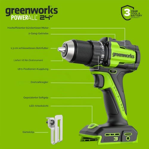Greenworks Neues 45Nm Bohrschrauber Set mit 2ah USB Akkus und 30W Ladegerät – Ansicht 3
