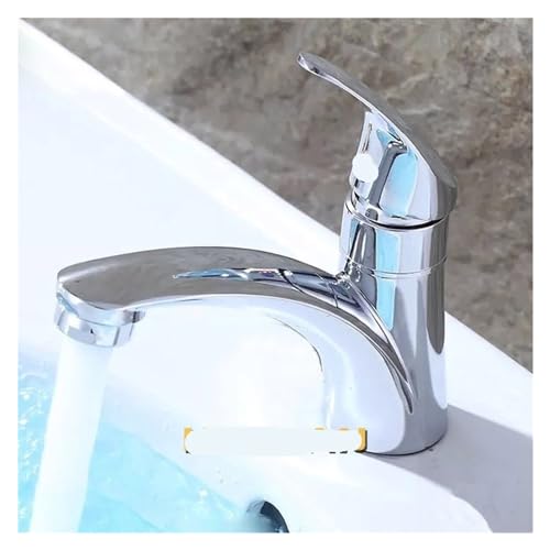 Grifo de lavabo de cobre macizo con refinado acabado cromado brillante 5