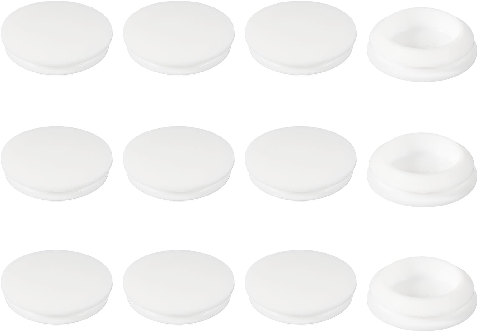 YELARXI Rubber Plugs, Silicone Hole Plugs, T Type Rubber Stoppers, Waterproof Snap Locking End Caps - Fitting for (28-30 mm Round Holes/Kitchen/Furniture) 28 mm & 12 Pack & White