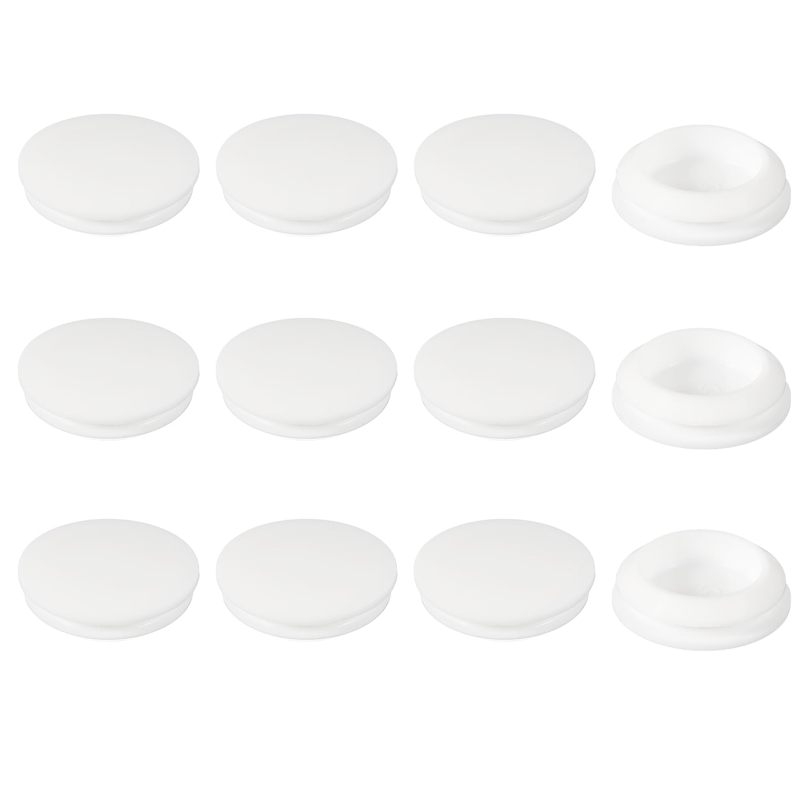 Rubber Plugs, Silicone Hole Plugs, T Type Rubber Stoppers, Waterproof Snap Locking End Caps - Fitting for (28-30 mm Round Holes/Kitchen/Furniture) 28 mm & 12 Pack & White