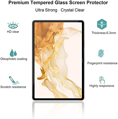Gerutek [2-Pack Screen Protector for Galaxy Tab S8 (SM-X700/X706)/ Samsung Galaxy Tab S7 11 lnch (SM-T870/T875) Tempered Glass [Ultra Clear] [Anti Scratch] [[9H Hardness] for Samsung Tab S8/S7