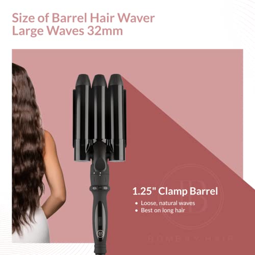 Bombay Hair 3 Barrel Hair Waver, Large Waves 32Mm (1.25 In) Barrels Professional Curling Iron, Tourmaline Infused Ceramic, Interchangeable, Digital Temperature Control Waver, Rotating Cord, Black #TOP5