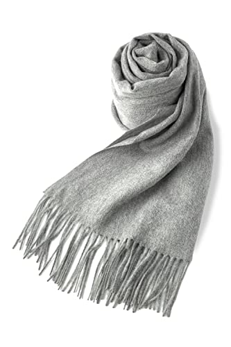 ［Vita Natur］ 極上カシミヤ100％ストール【レディースメンズ共用】大判(205cm×70cm) 厚手 無地（グレー）