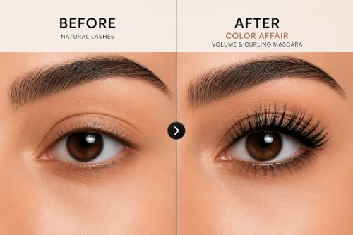 Image of COLOR AFFAIR Volumizing Mascara for Women | Long Lasting Lash Mascara with Precision Brush | Smudge Resistant Everyday Eye Makeup | Black Mascara