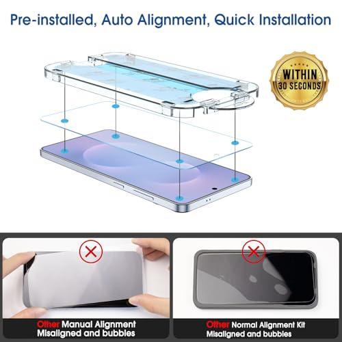 Image of amFilm Auto-Alignment OneTouch for Samsung Galaxy S25 Edge 6.7 inch Screen Protector + Camera Lens Protector, Tempered Glass, 30 Seconds Installation, Bubble Free, Case Friendly, Anti-Scratch [2+2 Pack]