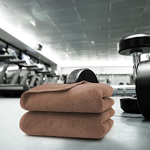Image of Sassoon Unisex Microfiber Gym Towel in 450 GSM (Set of 2, Peanut) 40cmX60cm- Fast Drying & Light Weight Ultra Absorbent Sports Towel