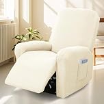 Bocguy Stretch Recliner Chair Cover, 4-Pieces Recliner Armchair Covers for Living Room Reclining Chair Slipcover with Side Pocket, High Spandex Slipcover/Lounge Cover, Slip Resistant