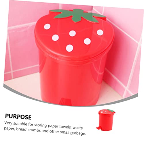 Bote de basura pequeño rojo para escritorio con tapa miniatura 5