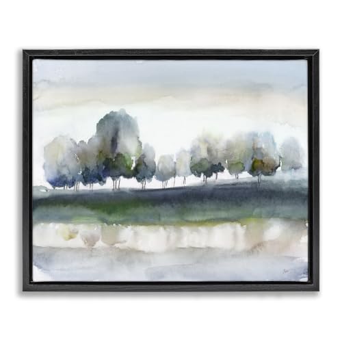 Tree Orchard River Watercolor, 16 x 20 Inch Canvas in Floater Frame