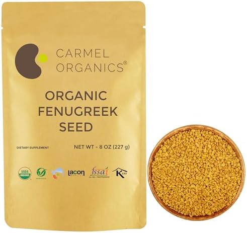 CARMEL ORGANICS Fenugreek Methi Seeds Whole 8 Ounce
