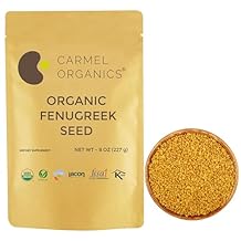 CARMEL ORGANICS Fenugreek |Methi Seeds Whole, 8 Ounce or 0.5 LbsPack of 1 | USDA Certified Organic | Non-Gmo | No Added Preservatives | Indian Origin Fenugreek Seeds
