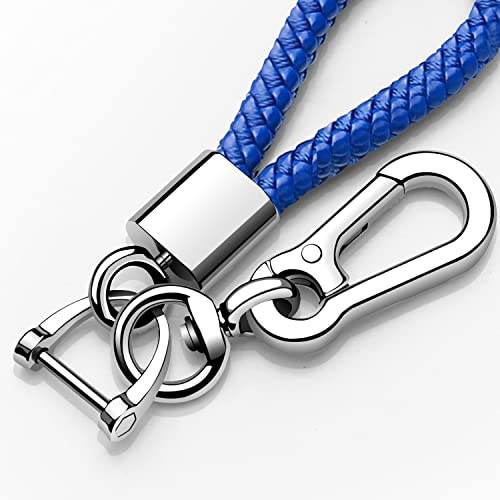 Tukellen For Leather Weave Keychain Suit For Car Keychain Keyring Present For Man And Woman，Durable And Comfortable(Blue) #TOP3