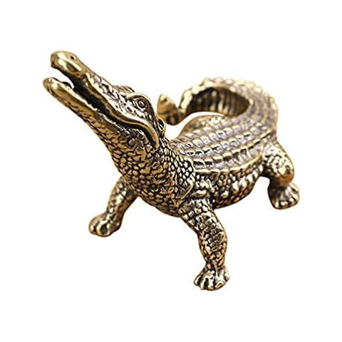 Toyvian Brass Crocodile Figurine Statue Cover