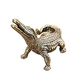 Toyvian 1Pc Brass Crocodile Figurine Animal Sculptures and Statues Fish Tank Ornaments Feng Shui Sta