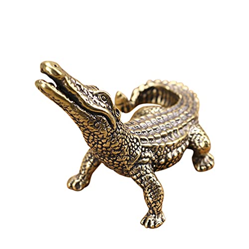 Toyvian 1Pc Brass Crocodile Figurine Animal Sculptures And Statues Fish Tank Ornaments Feng Shui Statue Home Decor #TOP25