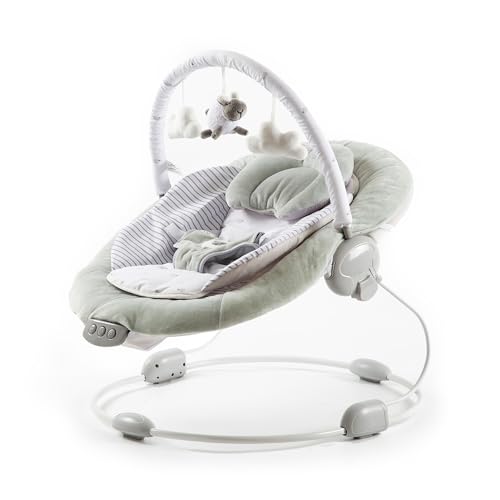 LADIDA Soft Padded Grey Lamb Newborn Bouncer with Soothing Music and Vibration, Suitable for Newborns 077