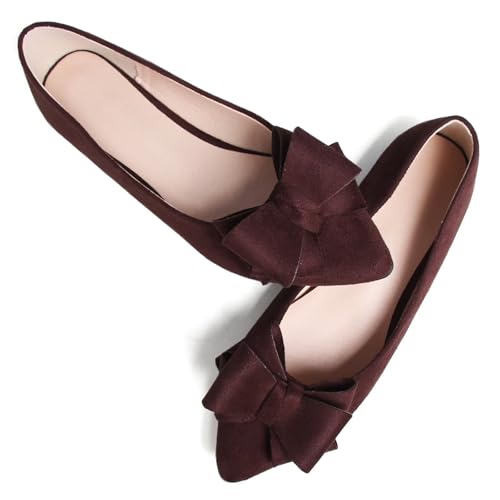 Image of TN TANGNEST Women's Flats Comfortable Dressy Slip On | Pointed Toe Bow Ballet Shoes, Business Casual Office Flats, Suede Flat Shoes