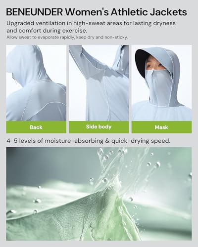 BENEUNDER Upgraded UPF50+ Sun Protection Women's Long Lightweight Hoodie Jacket Active Sun Shirts for Outdoor Hiking Workout4