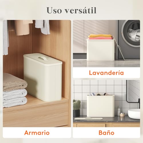 Miniatura 7 de Lifewit Organizador De Papel Higiénico Con Tapa, Cesta De Almacenaje Para Baño, Guarda Rollos De Papel Higiénico En Tela Para Reserva, Porta Rollos Estrecho Y Decorativo, 23l, Blanco Crema