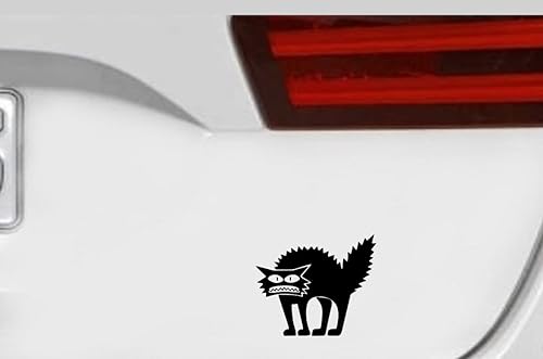 Calcomanía personalizada para auto de gato aterrador, calcomanía de Halloween para laptop, decoración del hogar, automóvil, camión, divertido,