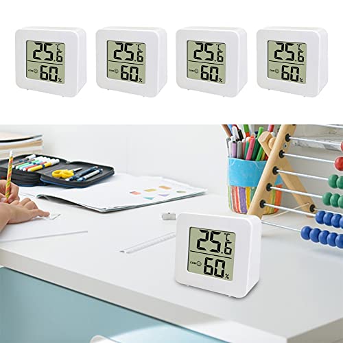 RERTOARY 4 Stück Thermometer für Innenräume, Raumthermometer Digital Innen, LCD Intelligentes Hygrometer, Hochpräzises Sensor Feuchtemessgerät Temperatur Monitor für Innenraum Cover