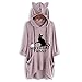 Produktbild Lazzboy's Taschen-unregelmäßiges Spitzenblusen-Hemd Frauen-beiläufiger Druck-Katzen-Ohr-mit Kapuze Lange Ärmel (Rosa,XL)