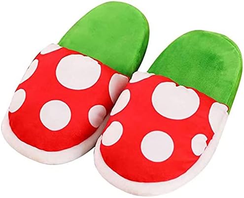 Piranha Plants Plush Funny Slippers Cannibal Flower Shape Cosplay Shoes/Dot Pattern Slippers Loafer with Pipe Pot Holder for Adults Teens Women and Men Home Shoes Xmas Gifts