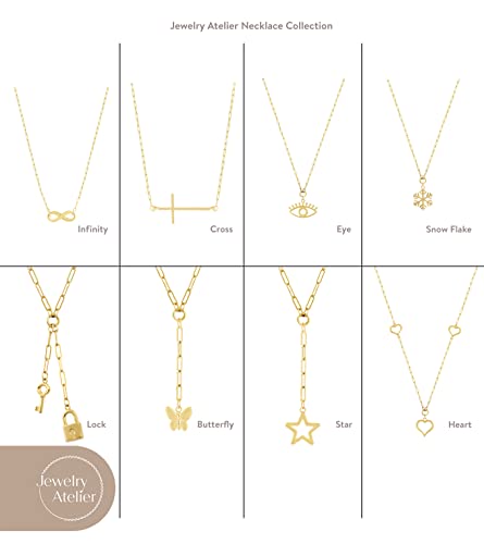 Jewelry Atelier Gold Filled Pendant Necklace Collection - 14K Yellow Gold Filled Pendant Necklace With Solid Clip Chain For Women (Different Sizes And Styles With Extension/Adjustable Chain) #TOP5