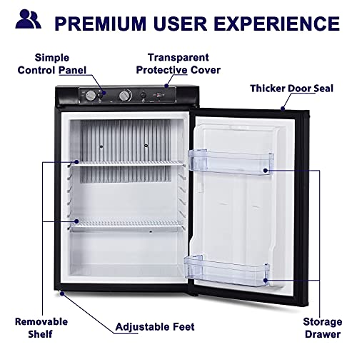 image for Techomey Propane Refrigerator off Grid 2.1 Cu.Ft, 3 Way Fridge LPG/110