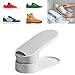 Double Level Einstellbare Schuhschlitze Organizer Space Saver, Double Shoe Rack Aufbewahrungshalter Für Closet, Easy Shoe Stacker Für Sneaker High Low Heels Wohnungen Sandalen, Packung Mit 5,Weiß