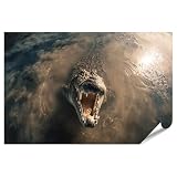 islandburner Premium Poster Krokodil im flachen Wasser der 