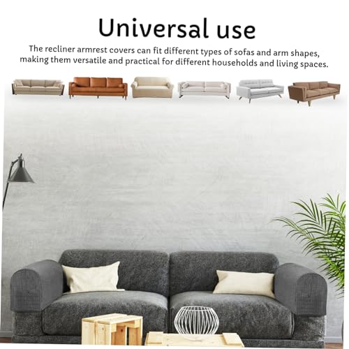 Funda de sofá reposabrazos elástica gris plata protector de muebles lavable 4 piezas 5