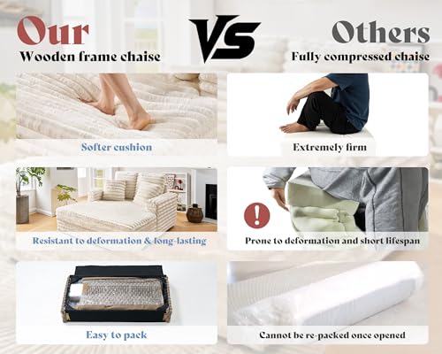 image for VanAcc 53 Inch Upholstered Chaise Lounge, Plush Sleeper Chair with Thr