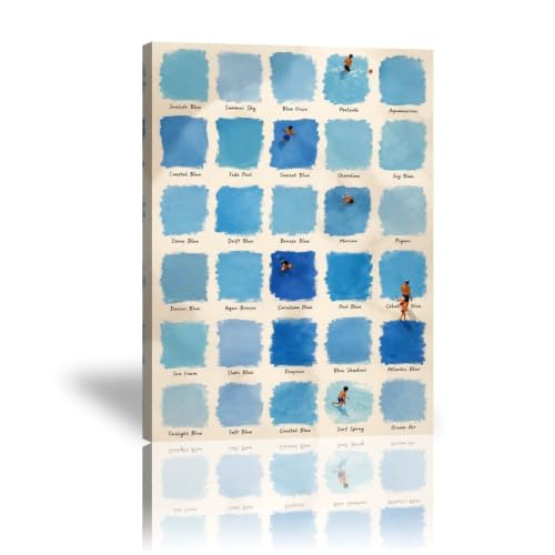 Blue Watercolor Ocean Poster Summer Pool Scene Canvas Wall Art