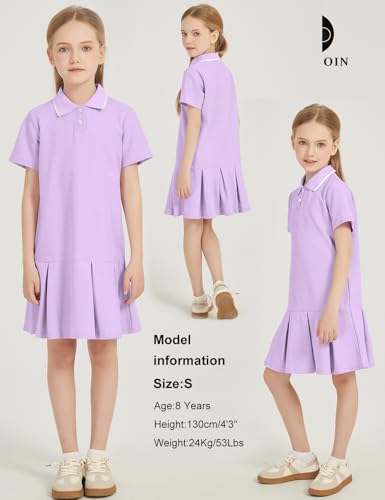 COZYPOIN Girls Polo Dress Short Sleeve Ruffle Pleated School Uniform Summer Casual Active Dropwaist Dresses(Purple-XS)2
