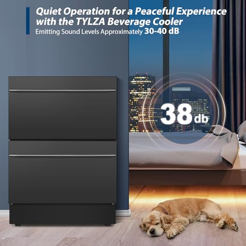 Image of Tylza Under Counter Drawer Fridge 24 Inch, Built-in /Freestanding Beverage Refrigerator for Home and Commercial Use, Stainless Steel Material, Fast Cooling, Low Noise, Black