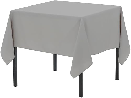 Pomp Mantel cuadrado de poliéster de alta calidad de 52 x 52 pulgadas, color gris carbón, tela resistente a las arrugas y a las manchas, de fácil
