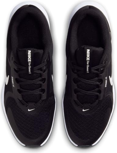 Nike Big Kid's Star Runner 5 Running Shoes, Black/White-White, 7Y